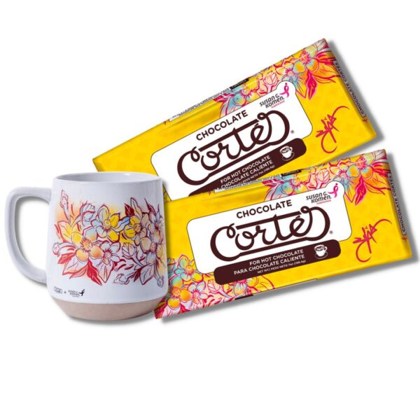 2 chocolate cortés chocolate bars with Susan G Komen Mug